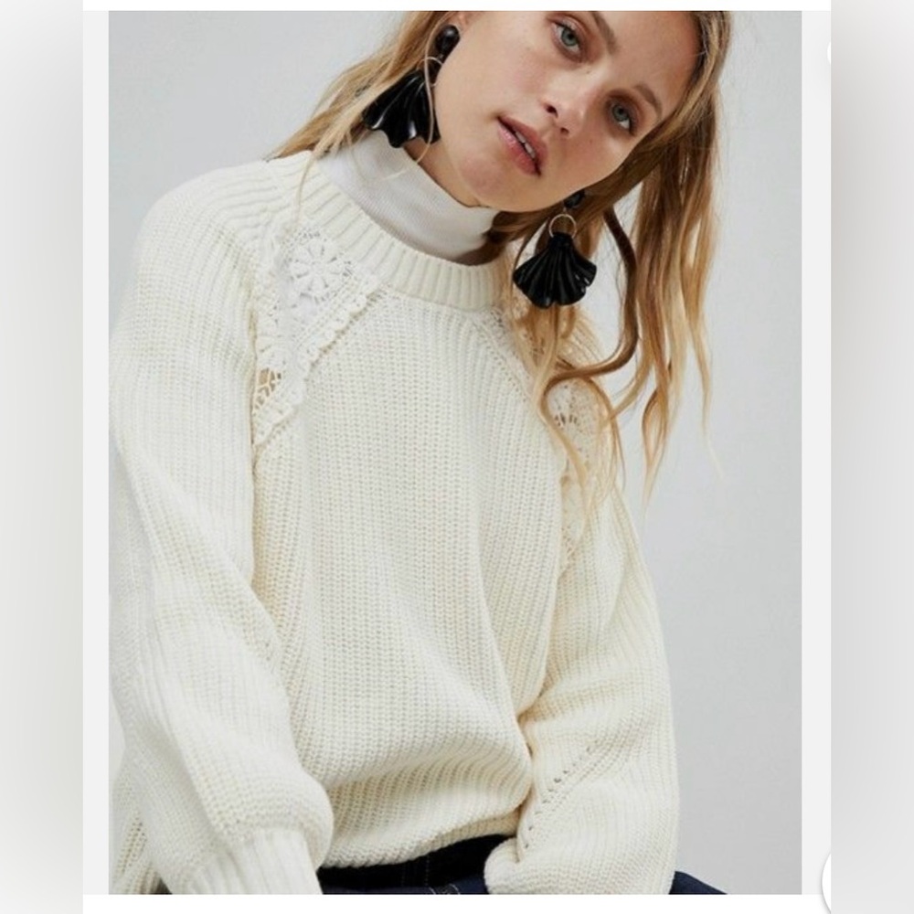 Mango Cable and Crochet Knitted Sweater